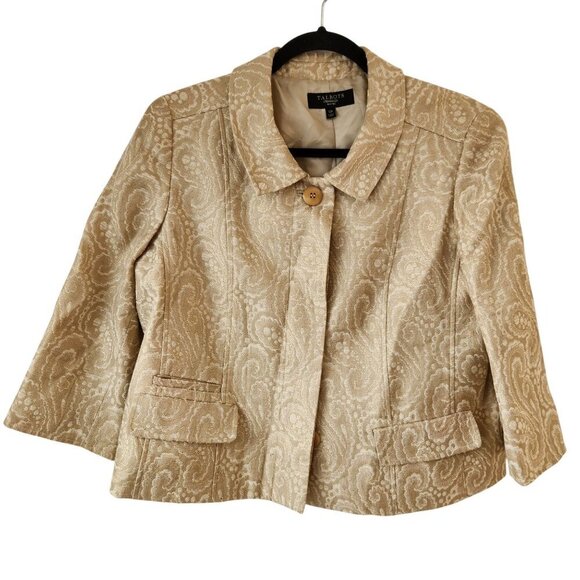 Talbots Gold Metallic Blazer Jacket Button Front Career Women's Petite 12 (12P) - Picture 1 of 7